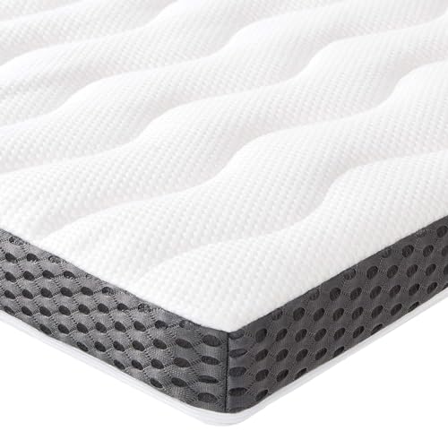 Amazon Basics Topper Piazza e Mezzo 120 x 200 cm in Memory Foam, 7 cm Coprimaterasso, Medio, Bianco