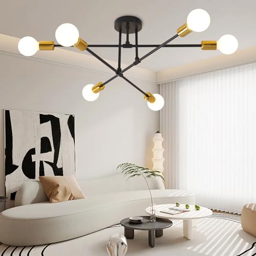Fynokst 60 W 6 luci da soffitto &ndash; attacco E27 lampadario retr&ograve; Sputnik lampada da soffitto per camera da letto, soggiorno, cucina, lampadine non incluse