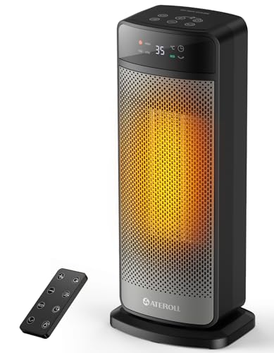 Ateroll Stufetta Elettrica, 2000W PTC Termoventilatore con 4 Modalità, ECO, Termostato, Protezione da Surriscaldamento e Ribaltamento, Riscaldatore Intelligente, Timer 24 Ore