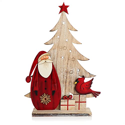 com-four® Decorazione Natalizia con Babbo Natale in Legno Laccato - Decorazione Natalizia Premium da appoggiare, per tavola e Altro (01 Pezzo - Babbo Natale 33cm)