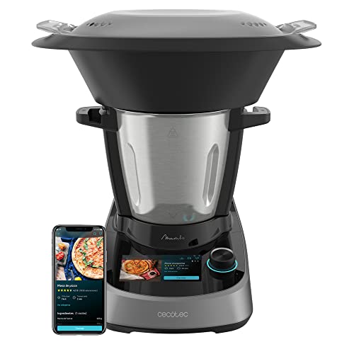 Cecotec Robot di Cucina Multifunzione Mambo Touch. 1600 W, 37 Funzioni, schermo tattile TFT da 5" con ricettario integrato, APP, Bilancia e Caraffa in acciaio inox, Capacità 3,3 litri
