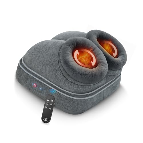 Snailax Shiatsu Massaggiatore per piedi con calore, massaggiatore piedi elettrico con massaggio impastante 2 in 1, scaldapiedi per il relax con telecomando, regali per donne/uomini