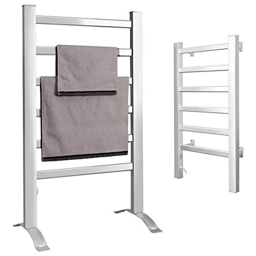 BAKAJI Scaldasalviette Termoarredo Elettrico da Bagno 2in1 da Terra e Parete Asciugabiancheria Portasciugamani con Elementi in Alluminio Riscaldanti (6 Elementi)