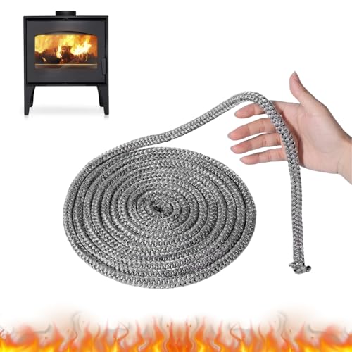 Guarnizione Stufa a Pellet 6 mm x 2.5 m Guarnizione Stufa a Legna Guarnizione Camino in Fibra di Vetro Guarnizione Vetro Stufa a Pellet Fibra di Vetro per Caminetto Stufe Porta del Forno (&Phi;6mm x 2.5m)