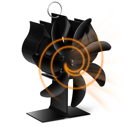 Fwiull Ventilatore Stufa, 7 Foglie Ventola per Stufa a Legna, Ventilatore per Camino con Termometro, Ecologico Silenzioso Senza Elettricità, Ventola Stufa per Gas/Pellet/Legna