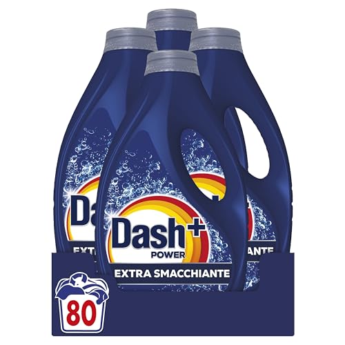 Dash Power Detersivo Liquido Lavatrice, 80 Lavaggi (4x20), Extra Smacchiante, Rimuove anche le macchie secche da 7 giorni, per una pulizia impeccabile