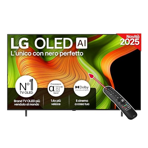 LG OLED AI B5 TV 65 pollici, Smart TV 4K, Processore &alpha;8 Gen2, webOS con AI, Dolby Vision e Atmos, Gaming con VRR, GSYNC e FreeSync 4K@120Hz, 4 HDMI 2.1, Alexa, OLED65B56LA 2025