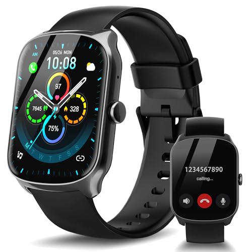 Smartwatch Uomo Donna, Schermo Curvo HD da 1,95'' Orologio Smartwatch con Effettua/Risposta Chiamate, 112 Sportive Smart Watch con Contapassi/Sonno/Cardiofrequenzimetro, Impermeabile IP68, Nero