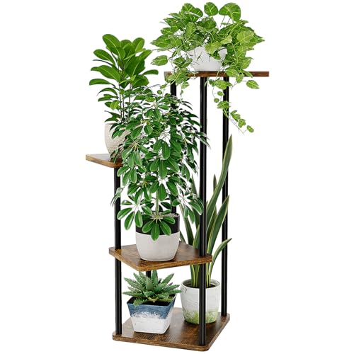 Bamworld Porta Piante da Interni Scaffale per piante da Esterno Portavasi da Interno Balcone Mensola Angolare 4 Ripiani Giardino Bonsai Arredo Giardino Mobili Arredamento(45x30x80cm)