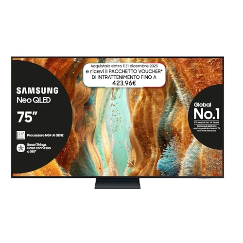 Samsung Neo QLED 4K Vision AI Smart TV 75'' QE75QN74FATXZT Mini LED, NQ4 AI Gen2 Processor, 4K AI Upscaling,Motion Xcelerator 144 Hz, Tecnologia Quantum Matrix Slim, OTS Lite, AirSlim Design, 2025
