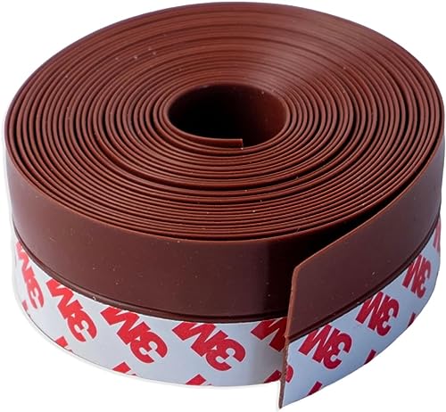 Dpm Tapes - Paraspifferi Silicone Sottoporta Con Adesivo Premium, lunghezza 5 metri, Porta Blindata d'ingresso, Isolante Termico Porte Finestre, Protezione Freddo, Protezione Suoni (Marrone)