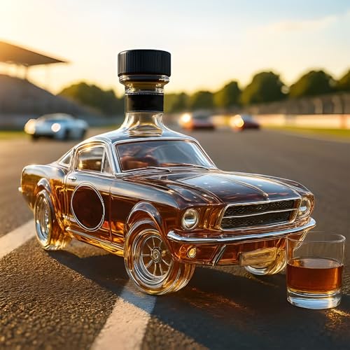 Decanter per Whisky, Decanter per Bottiglia di Vetro a Forma di Auto da 300 Ml, Design di Auto Sportiva 3D per Uomo, Novità Sculture di Decanter In Vetro B
