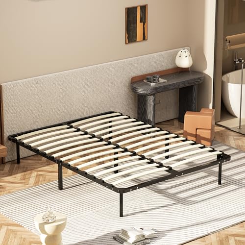 DEWINNER Rete Letto Matrimoniale 160x190 cm Altezza 35 cm con 7 piedi completamente Smontabile a Doghe in Legno Ortopedica Piedi, Struttura portante in Ferro Rinforzata