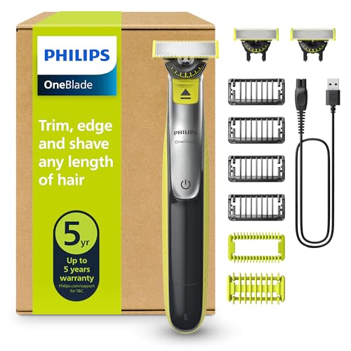 Philips OneBlade QP2834/31 - Regolabarba elettrico 360 autentico, per viso e corpo, 3 lame da 360, 4 pettini per barba (1, 2, 3, 5 mm), 1 kit per il corpo