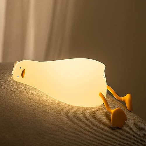 URAQT Luce Notturna Bambini, Silicone Lampada Notturna con Sensore Tattile, Anatra Carina Luci Cameretta Bambini con Funzione Timer 30 Minuti, Dimmerabile e Ricaricabile, per Bambinis Neonato Regalo
