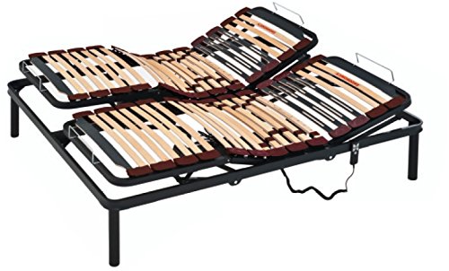 EVERGREENWEB - Rete Matrimoniale Elettrica Alzata Separata 160x195 cm Ortopedica a Doghe in legno Basculanti Ammortizzatori Regolatori di Rigidità Ergonomica Rinforzata - Flex