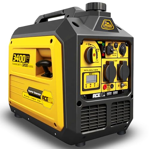 Aceup Energy 3400W Generatore Inverter Generatore di Corrente Benzina con Display Digitale Prese Multiuso Modalit&agrave; Eco, per il Campeggio L'esterno, L'uso domestico Portatile e Silenzioso
