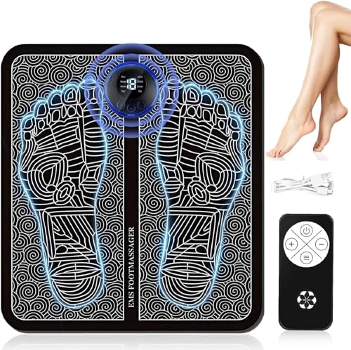 Massaggiatore per Piedi,EMS Massaggiatore Piedi 6 Modalità e 15 Intensità,Massaggiatore Elettrico Pieghevole e Portatile,per la Circolazione Sanguigna e il Sollievo dal Dolore Muscolare