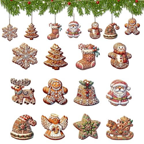 KASESSS 24 Pezzi Decorazioni Albero di Natale Legno, Addobbi Albero di Natale Legno, Addobbi Natalizi per Albero, Decorazioni Natalizie per Albero con Spago, Decori Albero di Natale da Appendere