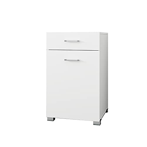ML-Design Mobile Portabiancheria Armadietto da Bagno con Cassetto e Cestello Biancheria Sporca 50x78,5x45 cmm Arredo Salvaspazio, Portaoggetti, Multiuso Mobile in Legno MDF Bianco