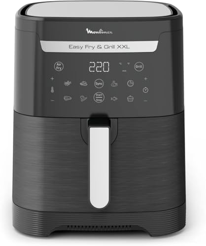 Moulinex Easy Fry & Grill XXL Friggitrice ad Aria, 6,5Litri/2Kg, 2 Pietanze in 1, Cottura ad Aria e Griglia, Capacità fino a 8 Persone,1830W, 8 Programmi, App Ricette, EZ8018