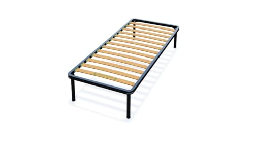 Am Group Home RETE LETTO ORTOPEDICA SINGOLA 80X190 CM, 13 DOGHE IN LEGNO E STRUTTURA IN ACCIAIO, 100% MADE IN ITALY