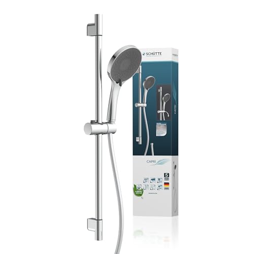 Sch&uuml;tte 64291 Capri Asta doccia e doccetta | Soffione doccia con soffione regolabile in 3 posizioni | Set doccia con colonna doccia | Soffione doccia con tubo e supporto | Pannello doccia a pioggia |