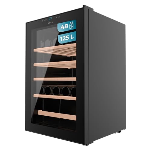 Cecotec Cantinetta Vino Bolero GrandSommelier 4850 Black Compressor. 49 Bottiglie, Silenziosa 42dB, Temperatura 4-18&ordm;C, Pannello Touch, LED Interno, Eco-Friendly, Design Elegante e Moderno