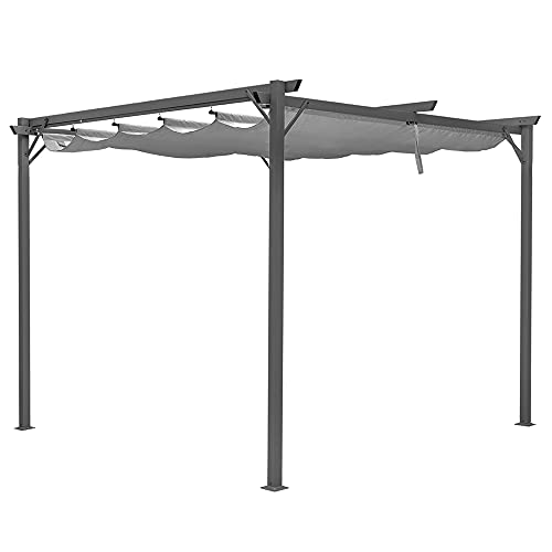 Hortan Gazebo Pergola 3 x 4 Metri Con Telo Impermeabile Richiudibile E Struttura Rettangolare In Acciaio Inossidabile Ad Alta Densit&agrave;, Per Arredo Giardino, Terrazzo e Attivit&agrave; Commerciale