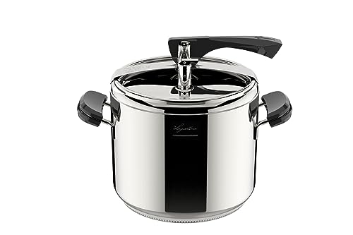 Lagostina Pentola a Pressione La Classica Lagofusion, Pentola a Pressione &Oslash; 22 cm, Capacit&agrave; 7L, con Cestello, Ricettario ed Ecodose, Manici in Bakelite, Valvola a Peso e Fondo Lagofusion