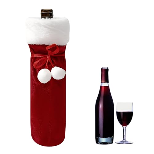 EIHI 1 Pezzi Decorazioni Natalizie, Manica per Bottiglia di Vino Red Hairballs, Decorazioni Divertenti per Incartare Regali di Vino