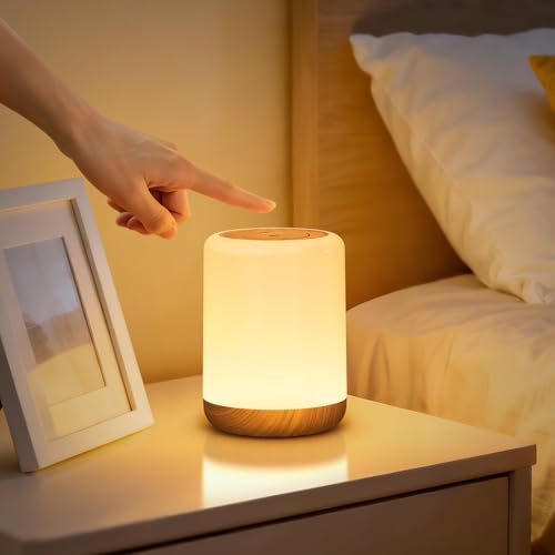 VIWAVE Lampada da Comodino LED Touch, Abat Jour da Comodino con 256 Colore RGB e 3 Modalit&agrave;, Luce Notturna Bambini con Timer e Memoria, Lampada da Tavolo Ricaricabile Senza Fili per Camera da Letto