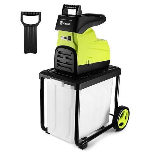 Biotrituratore Elettrico Trituratore da Giardino: DEKOPRO 2800W con Cesto 60L e Protezione da Sovraccarico, Cippatore Elettrico da 54 Giri/Min per Rami &Oslash;45 mm, Trituratore Rami e Foglie