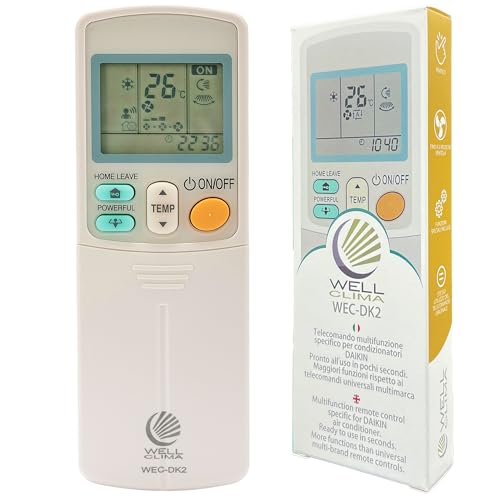 Wellclima Telecomando Universale per Condizionatori Daikin, Compatibilit&agrave; Garantita, Design Simile all'Originale, Fino a 5 Velocit&agrave; di Ventola, Istruzioni in 6 Lingue, Assistenza Diretta