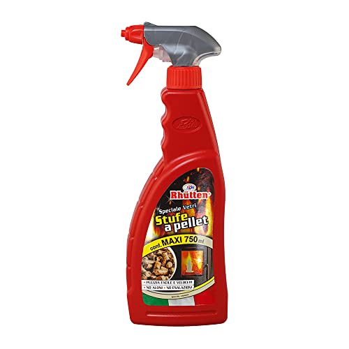 Speciale Vetri Stufe a Pellet, Pulitore per il Vetro Interno di Stufe e Camini a Pellet, Schiumoso, 750ml