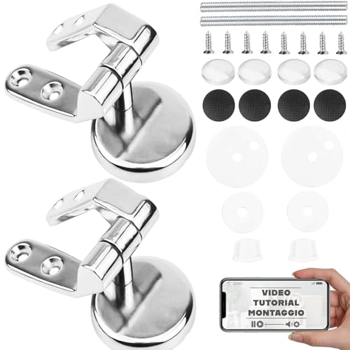 HAND &ndash; Kit Cerniere RINFORZATE per Tavoletta WC in Acciaio Inox Antiruggine con Paracolpi Super-Soft, Universali e Super Resistenti,Maggiore Spessore, Qualit&agrave; PREMIUM (Rinforzata)