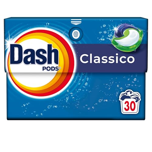 Dash Pods Detersivo In Capsule, 30 Lavaggi, Classico, Rimuove Le Macchie, Igienizza, Brillantezza Per I Capi