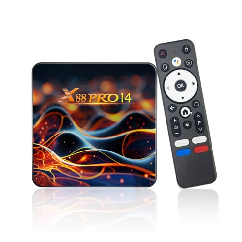 Android 14.0 TV Box, 2025 TV Box 4K con 2 GB RAM 16 GB ROM RK3518 Quad-Core 64bit Cortex-A53 Mali 450 MP2 GPU Supporto Bluetooth 5.0, Wi-Fi a Doppia Banda, 10/100M Ethernet HDR10