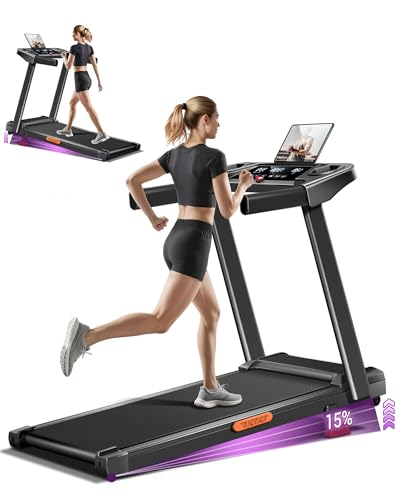 LONTEK Tapis Roulant Salvaspazio con Inclinazione 15%, Tapis Roulant Elettrico 12KM/H, Tapirulan Pieghevole da Casa con Motore da 3.0 HP e Display LED, Carico Massimo 136KG, Motore Silenzioso