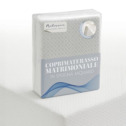 Protessia - Coprimaterasso Matrimoniale 160x190x27 cm in Spugna di Cotone Naturale Soffice e Traspirante Senza Impermeabilizzazione