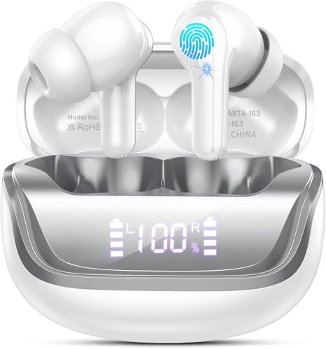 Donerton Cuffie Bluetooth, Auricolari Bluetooth 5.4 Stereo HiFi con 4 HD Mic, Cuffie Wireless 45 Ore LED Display, in Ear Cuffiette con Cancellazione Rumore, Senza Fili IP7 Impermeabile