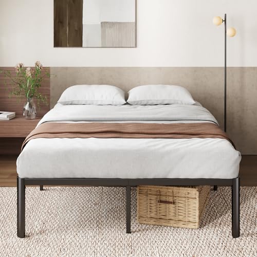 Zinus Van Rete Matrimoniale 160x190 cm - Struttura Letto con Doghe in Metallo Incluse - Altezza 41 cm con Spazio Sottostante - Facile da Montare - Nero
