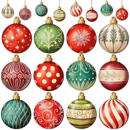KASESSS 24 Pezzi Decorazioni Albero di Natale Legno Palla, Addobbi Albero di Natale Circolare, Addobbi Natalizi per Albero, Decorazioni Natalizie per Albero, Palline Natale Legno da Appendere