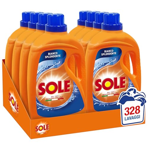 Sole Detersivo Lavatrice Liquido Proteggi Colore 328 Lavaggi, Formula Igienizzante, 8 Confezioni da 41 Lavaggi