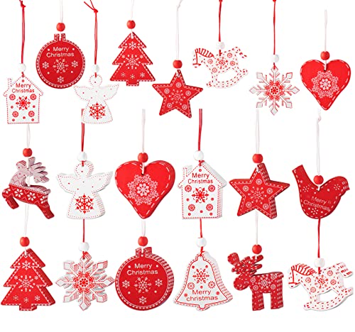 Gudotra 36 Pezzi Addobbi per Albero Natale Legno di Ornamenti Decorazioni Natalizie