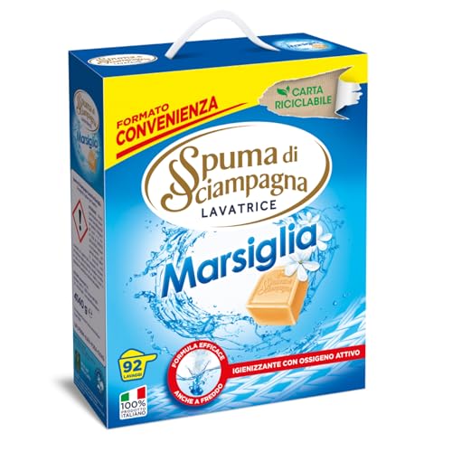 Spuma di Sciampagna - Detersivo Lavatrice Polvere Profumo di Marsiglia, Formula Concentrata Efficace Contro lo Sporco, Igienizzante con Ossigeno Attivo - 4140 g - 92 Lavaggi