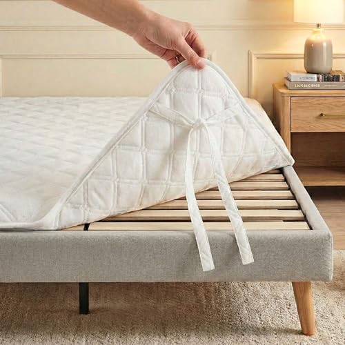 NARCISO Coprirete Matrimoniale 160x190 Copri Rete Letto Matrimoniale Trapuntato, Salvamaterasso Imbottito Anti-Usura Antiacaro e Anallergico, Copri Doghe con Fissaggio agli Angoli Anti-Spostamento