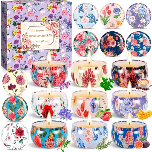 ZPQAODI Candele Profumate Regalo Set, Candele Profumate Bomboniere,Candele Per Aromaterapia,Candele Decorative,9 Set Cera di Soia per Anniversario Mama Fidanzata, Anniversario Natale