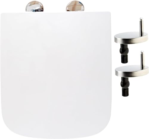 Sedile WC quadrato, chiusura rallentata, silenzioso, a sgancio rapido, facile da pulire, facile installazione, con fissaggio superiore e cerniere regolabili, 42 x 36 cm, in plastica AAN