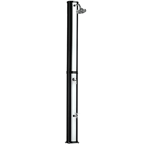 tectake&reg; Doccia Solare 35 Litri, Doccia da Giardino, Doccia Solare da Esterno, Doccia da Esterno per Giardino, Campeggio o Piscina con Soffione Orientabile e Rubinetto - Nero/Argento